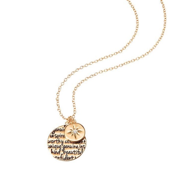 Gold Tone Affirmation Necklace with Charm - Picture 2 of 2